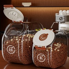 本町萌寵 貓糧桶狗糧儲存密封桶糧食密封寵物貓糧罐家用收納盒子防潮儲糧桶, 1個, 8L灰色【雙卡扣+硅膠密封圈】送取糧盃,防潮鎖鮮/加大加厚/透明可視