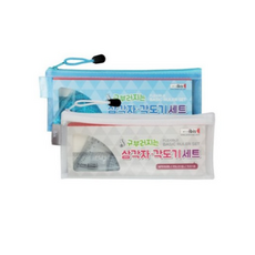 아이비스 구부러지는 삼각자 각도기 세트, 화이트 + 블루, 2개