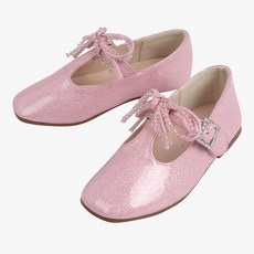 로엠걸즈 !! 바닥이 !!바닥이 !!폭신폭신한 +굵은 리본 블링 플랫 구두(핑크)