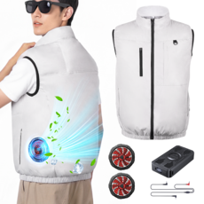 NICESUN 선풍기조끼 냉각 아이스조끼 대용량 20000mAh 보조배터리 포함 여름 작업복 남녀공용 낚시 등산 현장작업 K18