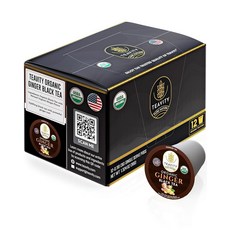 Teavity 유기농 홍차 포드 - Keurig Kcup 브루어용 무가당 티 포드 12개 - 천연 카페인 스리랑카에서 손으로 따기 튼튼한 포장 미국 소유, 유기농 생강 홍차, 1