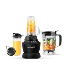 Nutribullet 쉐이크 스무디 음식 준비 냉동 블렌딩용 카운터탑 블렌더 1.9L 64온스 1200와트 다크 그레이 NBF50400 264452, 매트 블랙