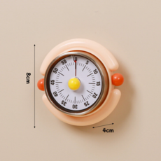 可愛卡通磁吸計時器 機械式烹飪提醒器 無需電池, 粉色*1個【機械計時？磁吸吸附？無需電池】