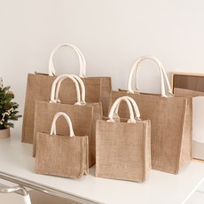 KOUJI 叩吉好物 簡約手提麻布包 天然材質 多尺寸防水耐用購物袋, 麻布袋