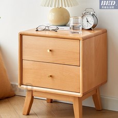 實木床頭櫃簡約風：臥室床邊收納置物櫃，迷你小桌提升空間質感, 1個, 胡桃色雙抽,整装
