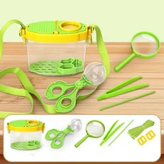 투명 곤충 관찰 상자 조절 가능한 스트랩 통기성 나비 케이지 탈출 방지 돋보기 용기, 03 Green