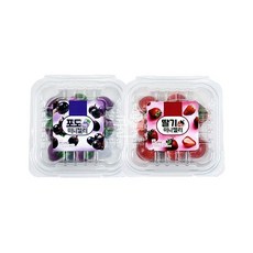 과일 모양 미니젤리 2종세트 (낱개) (포도+딸기) kok9+3nHw, 90g, 1