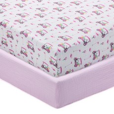 LollyBanks Fitted Crib Sheets 2 Pack Soft and Breathable 100% Cotton Muslin Crib Sheets Neutral, Little Miss Birdie 2 Pack