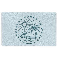 KEUSPI Blue Beach 정어리 물고기 문 매트 가정 야외 실내 입구용 해안 해상 웰컴 매트 현관 입구용 해변 도어매트 43.2 x 76.2cm(17 x 30인치), 여름 코코넛 나무