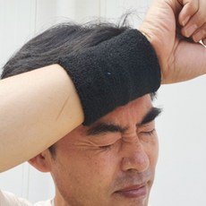 손목밴드 검정색 블랙 땀흡수 땀닦이 아대 테니스 운동 스포츠 보호대, 1개