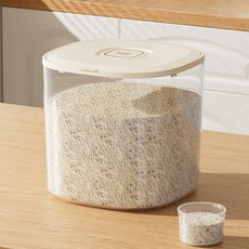 Qiaokao 플립 뚜껑 곡물 보관함, 크림 화이트, 1개