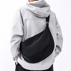 【韓系大容量肩背】 側背包 斜背包 半月包 男女同款 餃子包 單肩包 隨身小包 Zakka, 月亮包-黑色大號, 月亮包-黑色