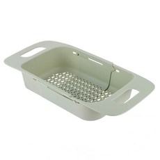 簡約可伸縮洗菜盆瀝水籃廚房洗碗池濾水置物架餐具水果蔬菜收納筐, 伸縮瀝水籃PP--綠色:如圖, 1個