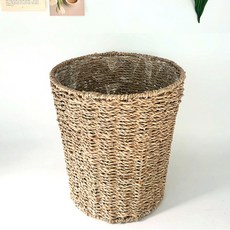 히스홈 왕골 라탄 원형 수초 화분 바구니, 왕골색, 1개