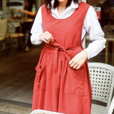 옆트임 예쁜원피스앞치마 장금이 린넨 카페바레스타 어린이집 윤스테이여름 제인파커 보육교사 빅사이즈, 레 드, 1개
