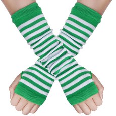 Lystaii Arm covers 따뜻한 겨울 노베틀리 핑거리스 장갑 니트 Y2K 암 슬리브 여아용 흑백 225563 8659762858, 그린과 화이트