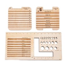 HAIMINGJUN 나무 뜨개 게이지 뜨개 도구 다기능 DIY 공예 측정 도구 코바늘 뜨기 자 미술 수업 가정용 재봉용, 목재, 3개