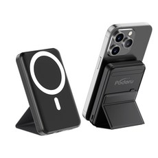Podoru 맥세이프 보조배터리 PD22.5W 고속충전 10000mAh 대용량 무선 아이폰 보조베터리 휴대용 거치대, 블랙