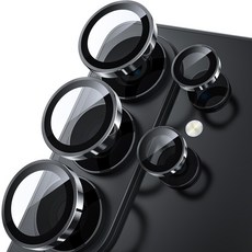 hoerrye 메탈링 휴대폰 카메라 렌즈 강화유리 보호필름 블랙, 1개