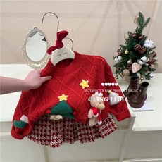 【熱銷Top1-限時下殺】女童聖誕毛衣2025冬季新款兒童加厚針織衫保暖寶寶套頭上衣套裝潮聖誕節 兒童秋冬款 耶穌節