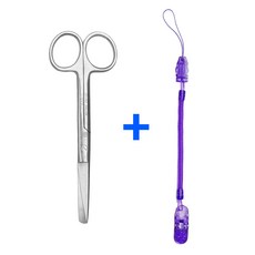 의료용 시저 가위 14cm 스프링 집게줄 2p 간호사 용품 가위집게줄, 1개, 퍼플집게줄_시저가위