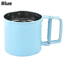 최신 밀가루 체 페이스트리 베이킹 도구 분말 메쉬 시프터 컵 슈가 셰이커 스테인리스 스틸 제빵기, 08 Blue, 1개