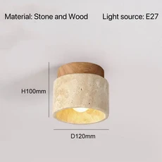 현대적인 석재 트래버틴 천장 램프 침실 복도 매립형 현관 계단 실내 조명기구 장식, A Wood color, Warm light 3000K