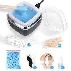 코 왁스 키트 - 왁스 빈 100g 코털 스틱 40개 어플리케이터 10개 콧수염 10개 귀 보호대 10개 제모용 왁스 워머 키트 - 흰색, Blue