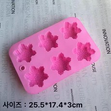 실리콘 샌드 무스 틀 베이킹 몰드 오목컵, 1개, 6구 핑크 눈송이