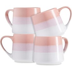 스톤웨어 커피 머그 4종 세트 옴브레 프린트 브라이트 컬러풀 컵 차 라떼 핫초코용 머그컵 20온스회색, Tan, 1개