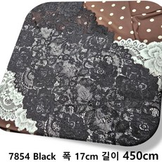 DKLACE-7854 / (폭 17cm 길이 1yd / 3yd / 5yd 기준) / 자가드 스판 레이스 모음, 5개, 블랙(Black)