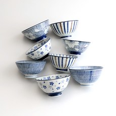 일본 도자기 8P 4인세트 공기4+대접4 MADE IN JAPAN 밥공기 국그릇 세트, 1박스, 공기4개+대접4개, 혼합색상
