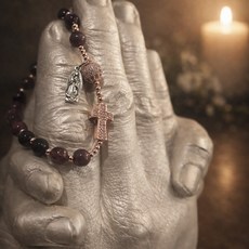 안나네 스왈로브스키 십자가 토르말린 1단 묵주 팔찌 / 가톨릭 성당 천주교 성물 팔찌/국내제작, 1개, 토르말린 묵주