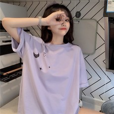 月亮星星圖案短袖T恤 情侶款 班服