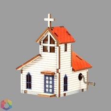 4보급창고 DIY 조립 오르골 교회 목재조립, 단품