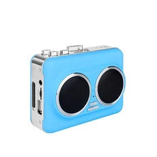 USB 카세트 플레이어 음악 오디오 캡처 테이프를 MP3로 변환하여 PC에 듀얼 스피커로 전송 플래시 디스크 팟용, 파란색
