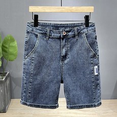 남성 슬림 워싱 일자 5부 청반바지 남자 얇은 와이드 데님 반팬츠