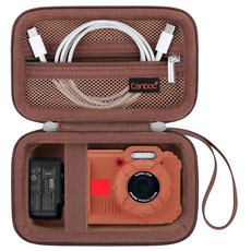 CANBOC KODAK PIXPRO WPZ2 견고한 방수 사진 디지털 수중 가방 휴대용 배터리 케이스 메시 포켓 USB 카메라용 블랙 어댑터 케이블 카메라 (케이스만, 브라운.