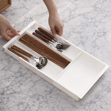 보화점 길이조절 확장형 싱크대 하부장 서랍 수저정리함 세척 가능, 1개, 화이트