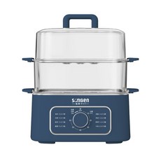 松井SONGEN多功能雙層蒸煮鍋/電火鍋/電蒸鍋/美食鍋/料理鍋，超商限1台，一鍋多用，蒸煮煎炸樣樣行, 深海藍, SG-1011MS
