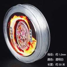 佛珠透明水晶彈力線手串繩 穿珠子手鏈繩 石榴石瑪瑙菩提彈力線, 透明白線徑約1.0mm/長約30米, 1個