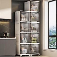 25-30寬開門夾縫收納櫃 家用儲物置物架雜物收納箱透明塑料窄縫櫃 夾縫塑料收納櫃 透明收納櫃 置物架, 25寬度（3開門）茶色,點擊顏色分類選項圖看尺寸, 1個