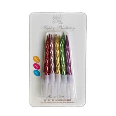 魔法蠟燭 吹不熄蠟燭 生日派對整人趣味蠟燭 蛋糕裝飾, 1個, 【七彩螺旋蠟燭10隻一盒】