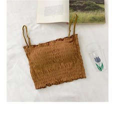 《杜達女孩》高CP值兩穿平口吊帶背心 木耳邊皺皺一片式抹胸 細肩帶背心 小可愛 泡泡吊帶 短版上衣 平口小可愛