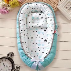 픽셀러 신생아 모기장 아기요람 이동식 아기 흔들, 파란색 테두리 파란별