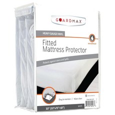 Guardmax 테리 면 풀 XL 사이즈 매트리스 프로텍터 - 신축성 있는 포켓이 방수 및 먼지 진드기 방지 커버 부드럽고 편안하며 무소음 커버(137.2 x 203.2 33c, Vinyl-White