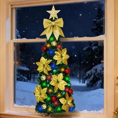 JOYHALO 0.9m(3피트) 플록 소형 크리스마스 트리 화이트 또는 멀티컬러 LED가 있는 사전 조명 테이블 탑 미니 140개의 PVC 및 PE 가지가 인공 휴일 장식을, 1.9m(3.4피트) 그린_153137