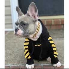 토토NE 프렌치불독옷 중형견옷 3color 기모 후드 티셔츠TO-41, 블랙&옐로우