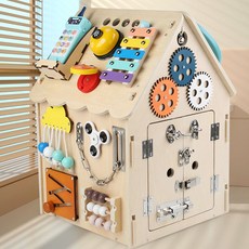 비지보드 나무 비지하우스 비지 크리비지 퍼즐 활동 교구 교육용 장난감 감각 교육, 2. 업글 원색 바쁜 방(음악전화)