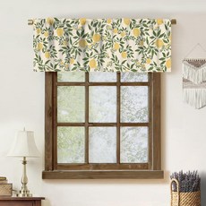 [ 1243614 ] 요아켓 레몬 밸런스 커튼 빈티지 소박한 농가 추상 질감 식물 잎 프린트 로드 포켓 카페 주방 욕실 침실 거실 사무실용 137.2 x 45.7cm(54 1, [ 1243614 ] 요아켓 레몬 밸런스 커튼, 빈티지